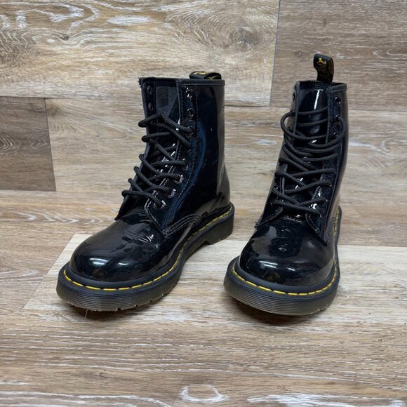 Martens (11821) Black Patent Leather Combat Boots Women's Size - Main Image